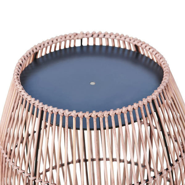 Bamboo Drum Side Table with Iron Top