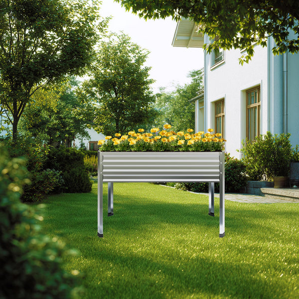 Galvanized Raised Garden Bed with Legs 48x18x31.5", Elevated Metal Planter Box, Set of 2