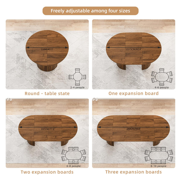 Extendable Oval Dining Table with Storage — Seats 4 to 10