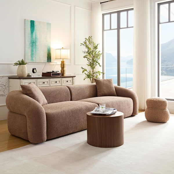 Modern Sectional Sofa 3-Seater with Curved Armrests