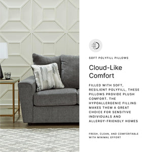 Gray Loveseat with Flared Arms & Accent Pillows