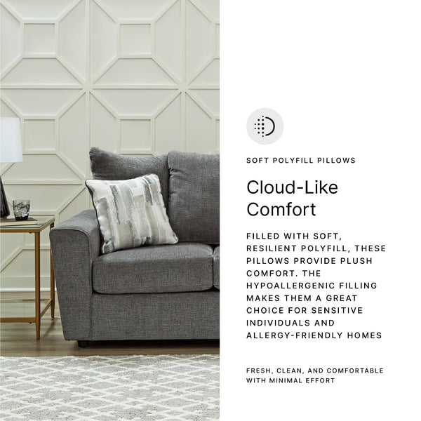 Gray Loveseat with Flared Arms & Accent Pillows