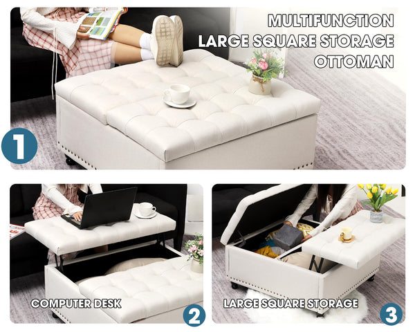 Large Square Storage Ottoman with Lift Top