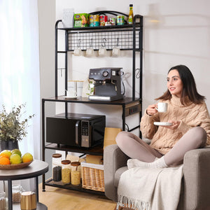 Baker's Rack with Power Outlet, 5-Tier Kitchen Storage Shelf