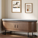 Storage Bench with Cushion and Sliding Doors