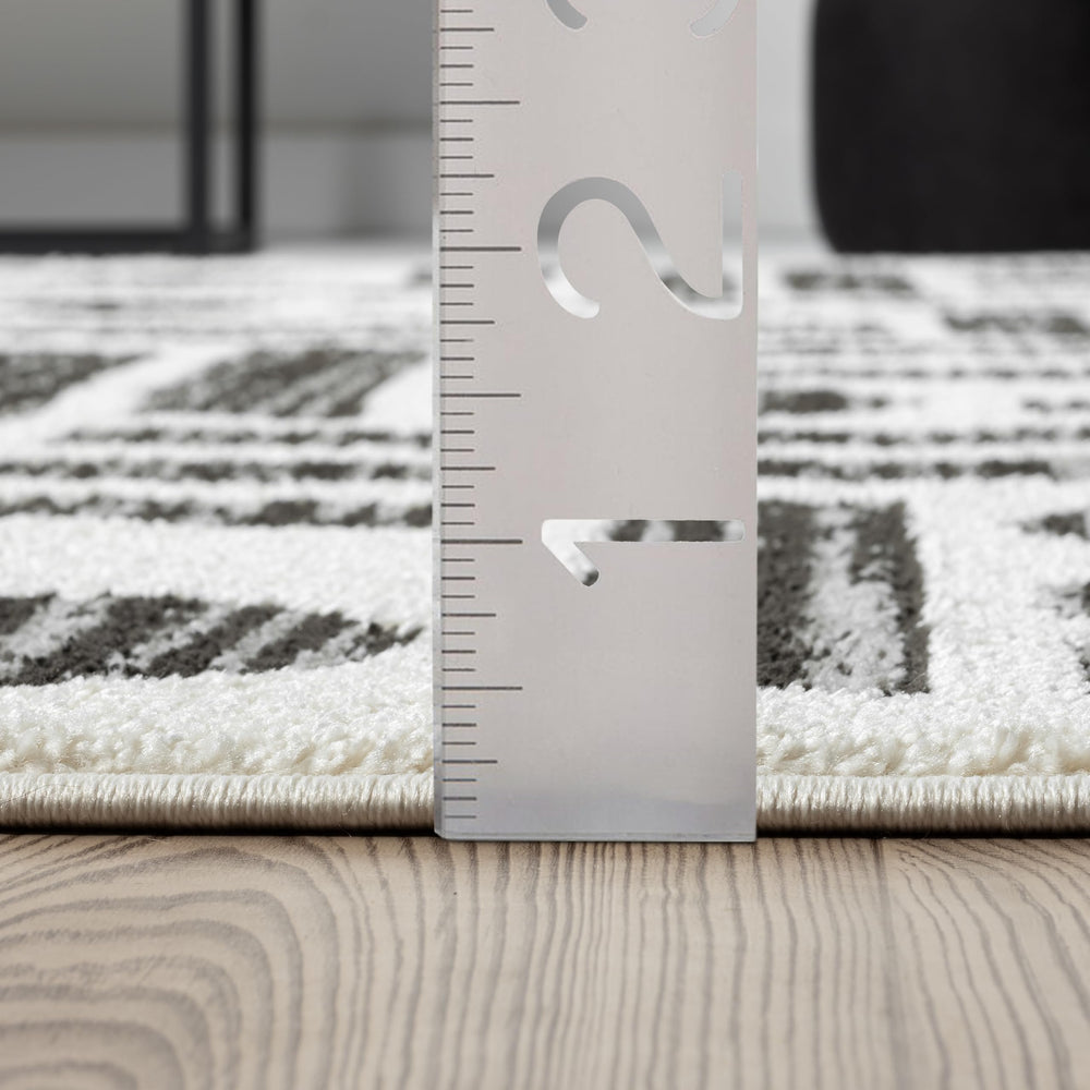 Cream & Grey Geometric Area Rug