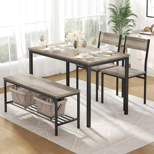 Dining Table Set for 4 with Bench – Kitchen Table & Chairs Set