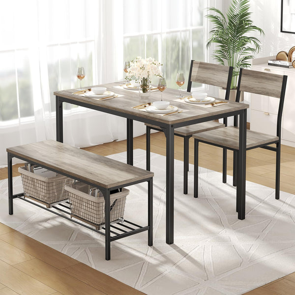 Dining Table Set for 4 with Bench – Kitchen Table & Chairs Set