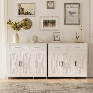 Sideboard Buffet Cabinet with Drawers, Doors & Adjustable Shelves