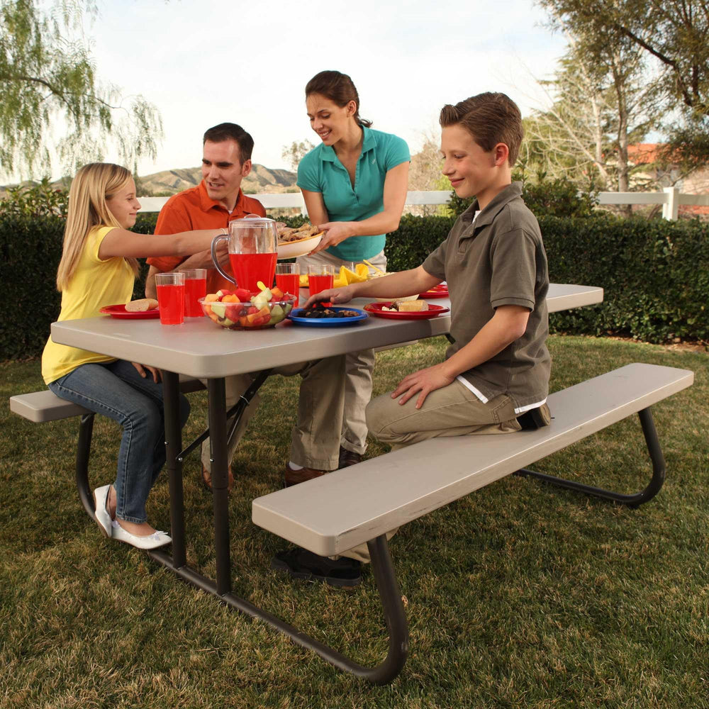 6-Foot Folding Picnic Table with Attached Bench Seating