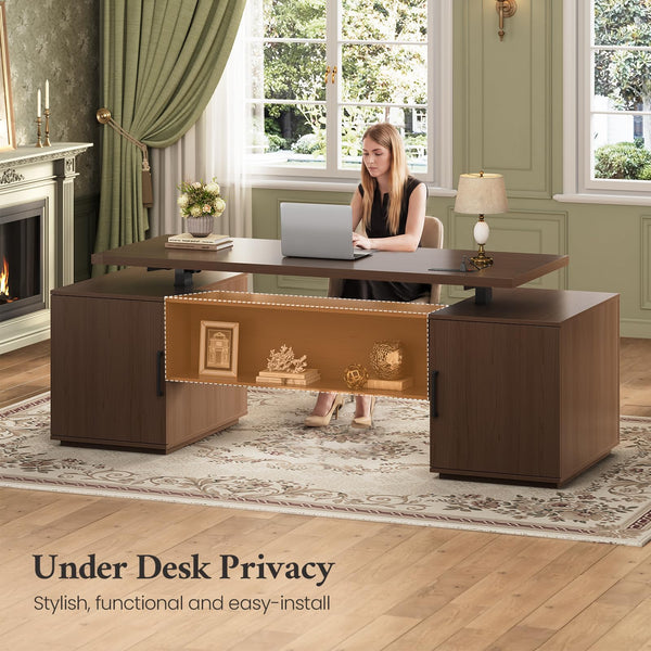 Electric Standing Desk with Dual-Side Storage & Power Outlets