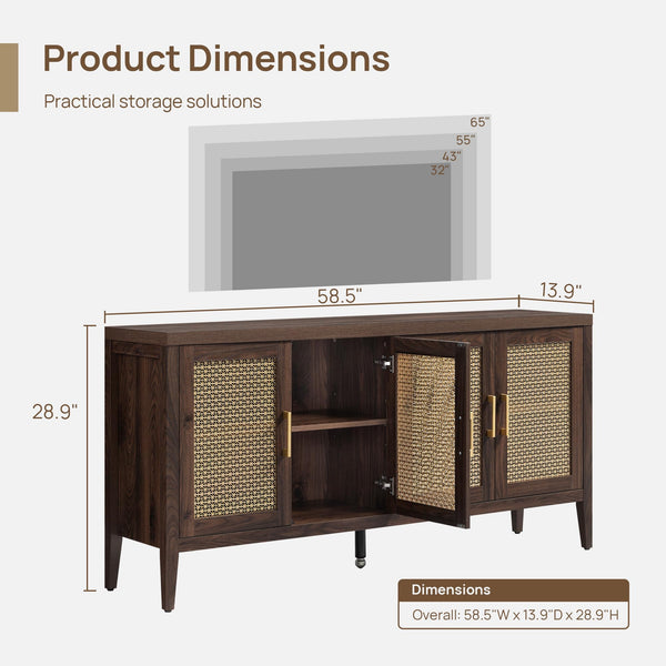 58.5" TV Stand with Storage & 4 Doors
