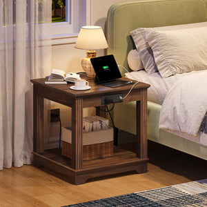 Farmhouse End Table with Charging Station