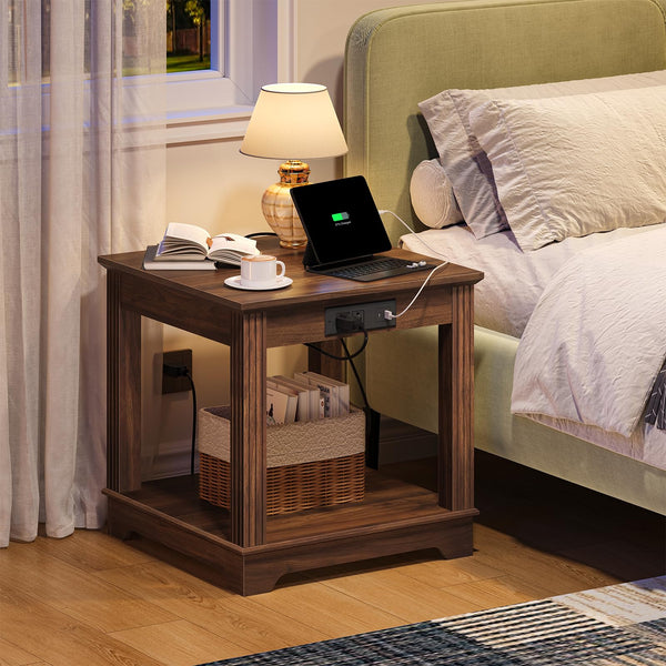 Farmhouse End Table with Charging Station
