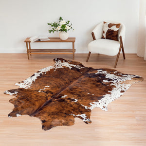 Genuine Brazilian Cowhide Rug – Tricolor Brindle Mix