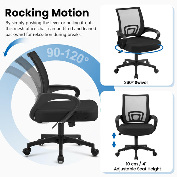 Computer Desk and Ergonomic Chair Set with Drawer & Storage Shelf