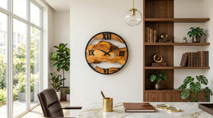 Olive Wood Wall Clock – Live Edge Silent Non-Ticking