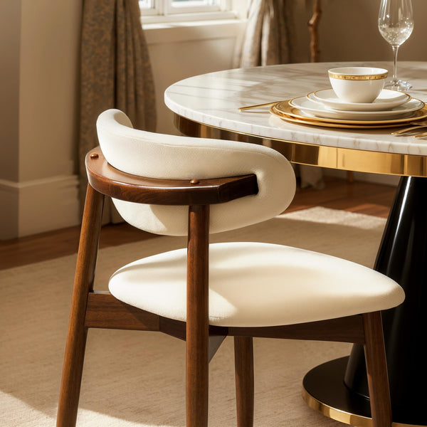 Upholstered Dining Chairs with Ergonomic Curved Backrest