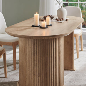 63-Inch Fluted Oval Dining Table for 4–6