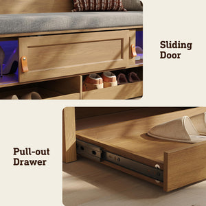 Entryway Bench with Storage & UV Shoe Organizer