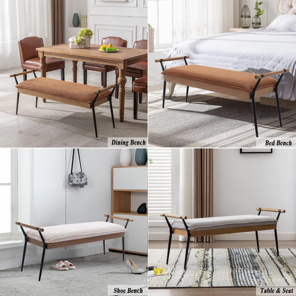 Rectangle Ottoman Bench with Arms