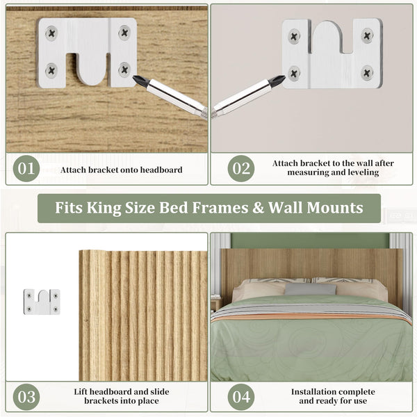 Fluted Wall-Mounted Headboard with LED Lighting