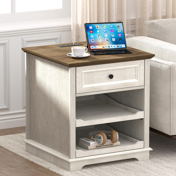 Lateral File Cabinet with Charging Station and Adjustable Shelves