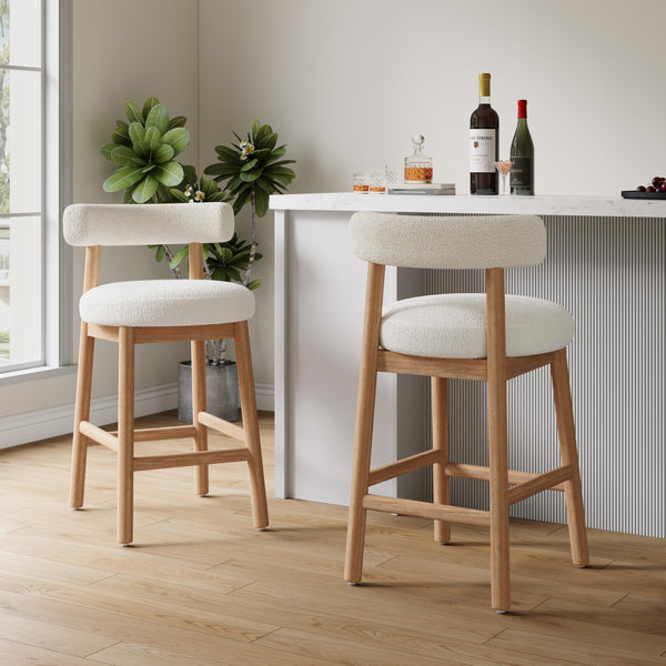 Boucle Counter Height Bar Stools, Set of 2