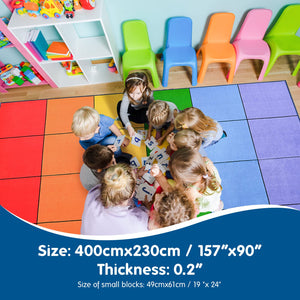 Large Rainbow Classroom Rug with Non-Slip Backing