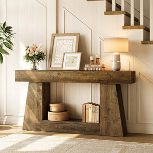 63" Farmhouse Console Table with Storage