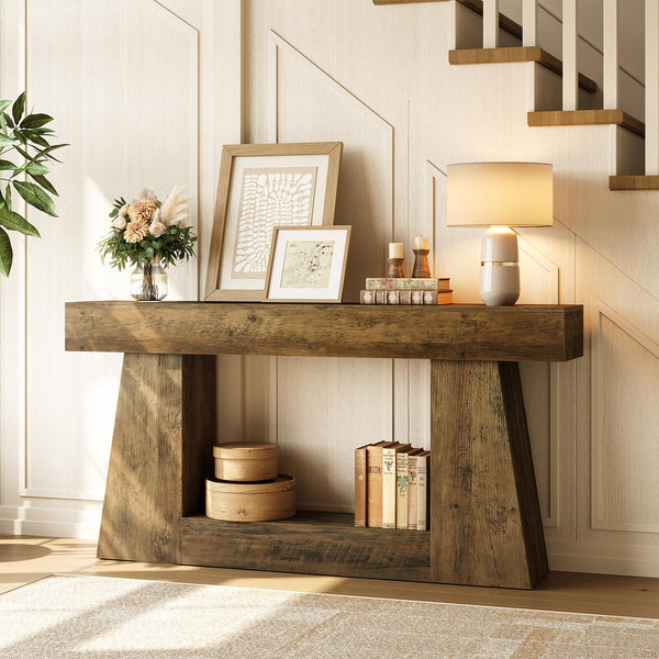 63" Farmhouse Console Table with Storage