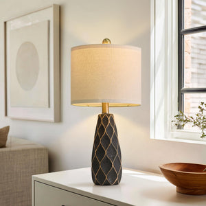 Ceramic Table Lamps Set of 2 - Modern Boho Bedside Lamp 20.75"