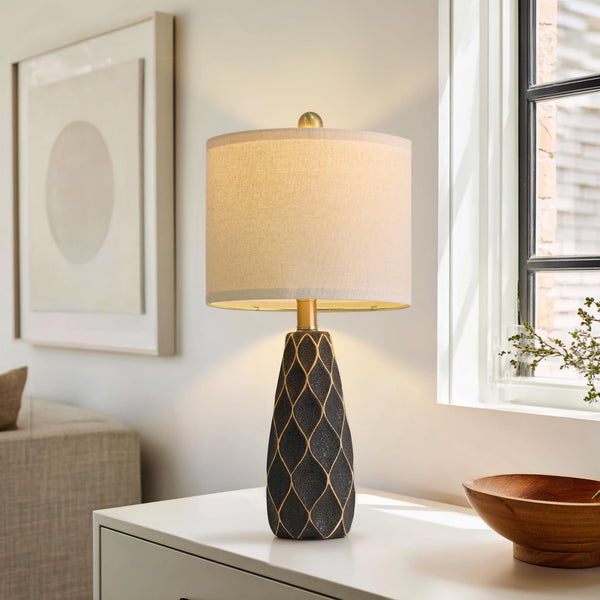 Ceramic Table Lamps Set of 2 - Modern Boho Bedside Lamp 20.75"