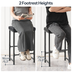 PU Leather Counter Height Bar Stools with Footrest, Set of 2