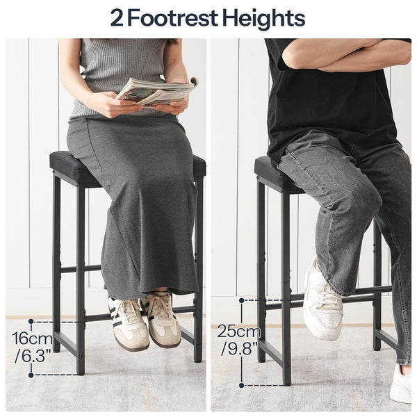 PU Leather Counter Height Bar Stools with Footrest, Set of 2