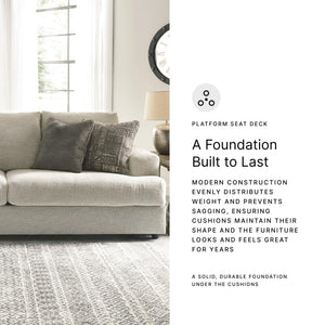 Cream Chenille Sleeper Sofa with Accent Pillows – 96" 3-Seat