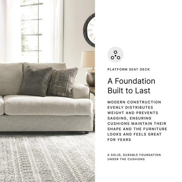 Cream Chenille Sleeper Sofa with Accent Pillows – 96" 3-Seat