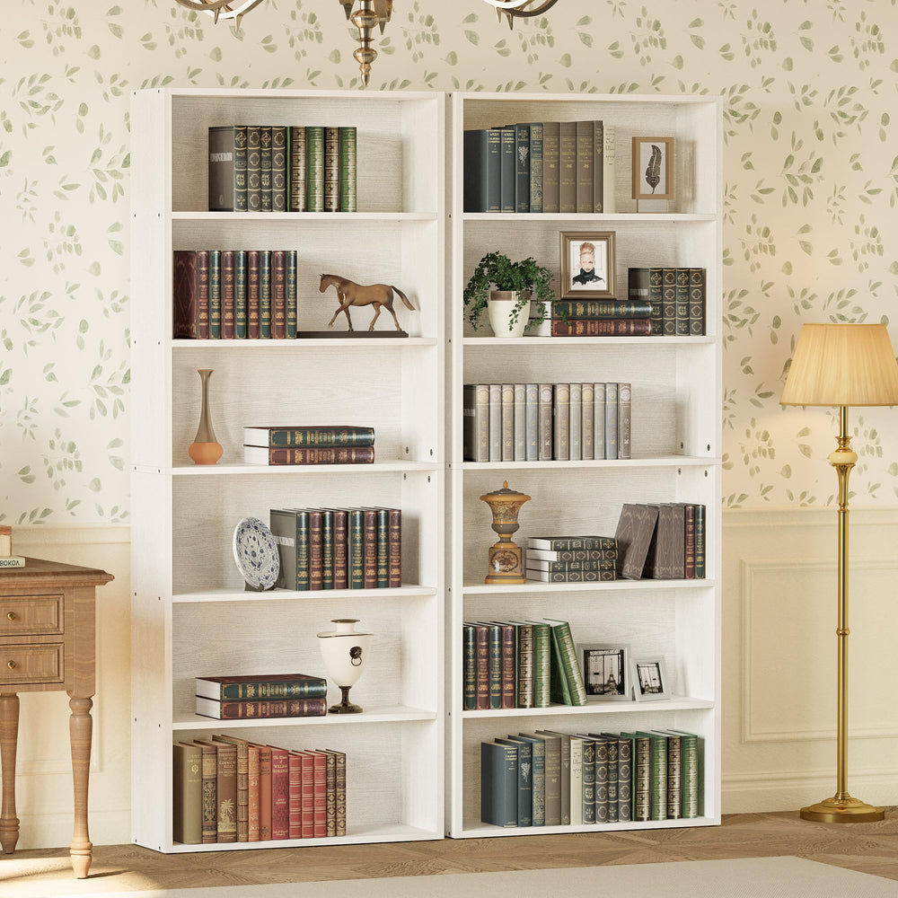6-Tier Bookcase Set of 2 – 70 Inch Tall Freestanding Bookshelf