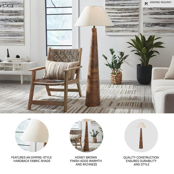 Contemporary Wood Floor Lamp with 3-Way Switch
