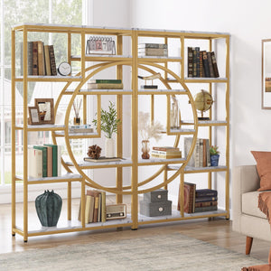 9-Shelf Etagere Bookcase with Metal Frame
