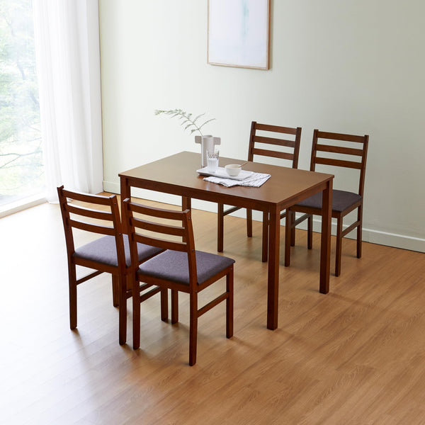 5-Piece Modern Farmhouse Solid Wood Dining Table Set for 4