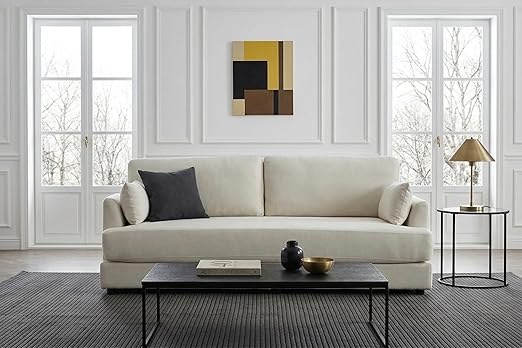83" Chenille 3-Seat Sofa with T-Cushion & Solid Wood Frame