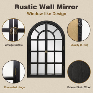 Arched Wood Frame Wall Mirror – Black | Farmhouse Decor