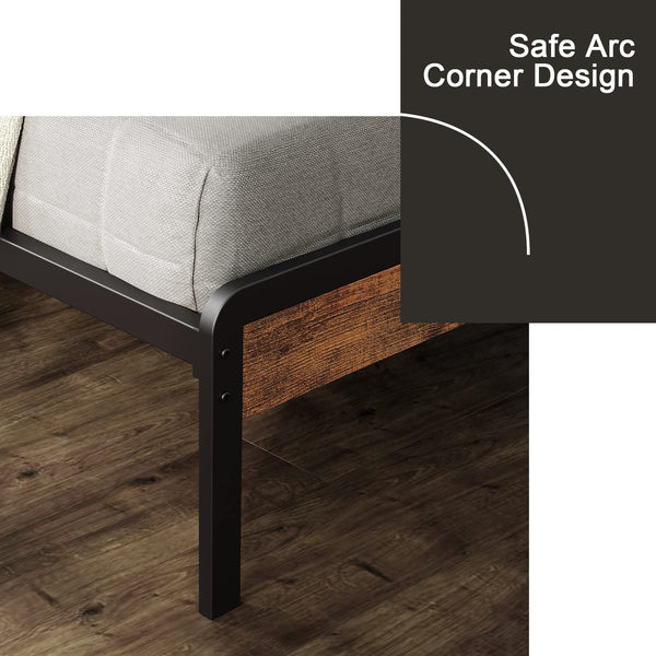 King Size Platform Bed Frame with 2-Tier Storage Headboard