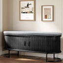 Storage Bench with Cushion and Sliding Doors