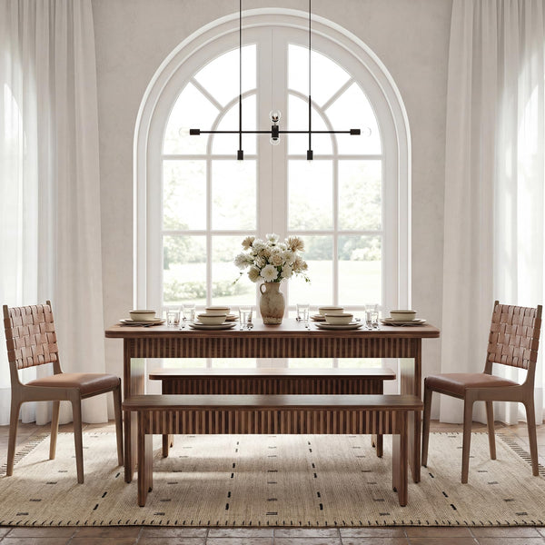 Farmhouse Dining Table Set with 2 Benches – Seats 4 to 6