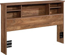 Full Queen Bookcase Headboard with Storage Shelves and Charging Station