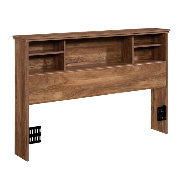 Full Queen Bookcase Headboard with Storage Shelves and Charging Station