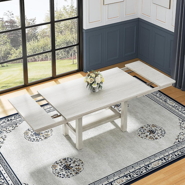 7-Piece Extendable Solid Wood Dining Table Set for 6 – Grey