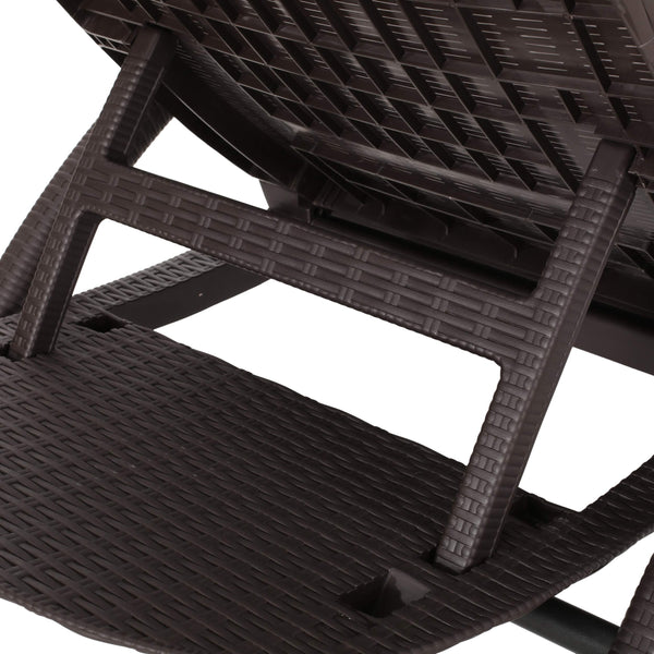 Outdoor Faux Wicker Chaise Lounge – Dark Brown